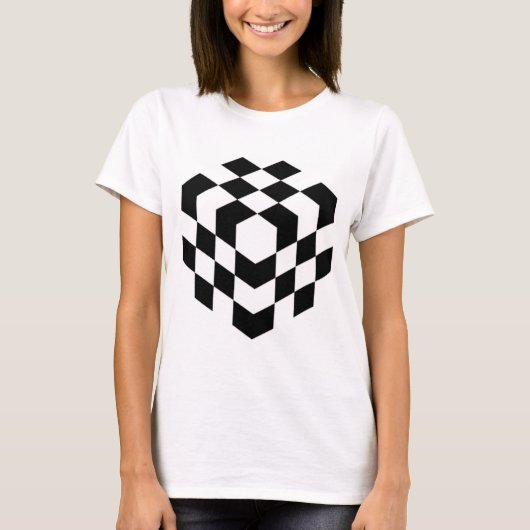 3d schaakbordkubus t-shirt (Voorkant)