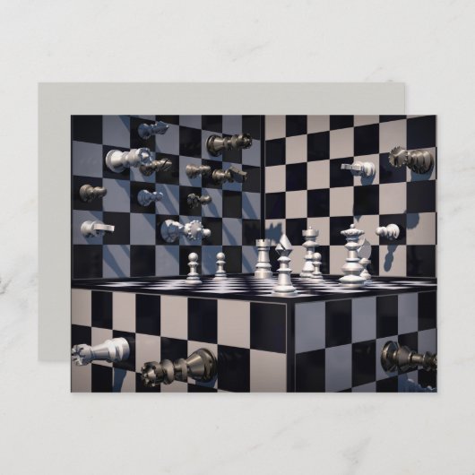 3D schaakbriefkaart Briefkaart (Voorkant / Achterkant)