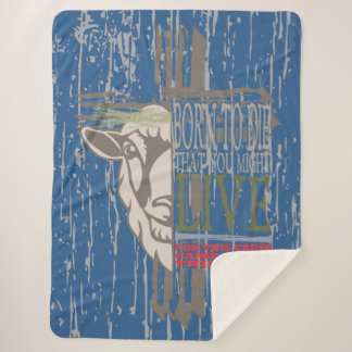 3D Schaduw Kruis Offerlam Geboren Om Te Sterven Sherpa Deken