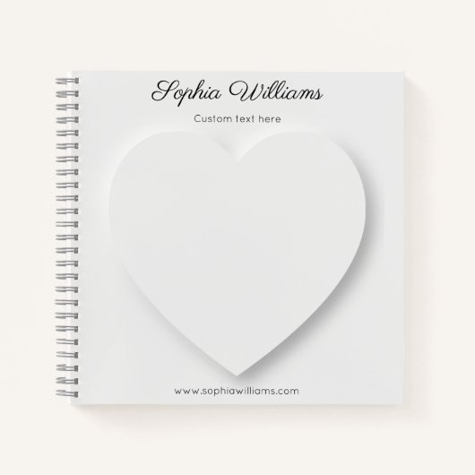 3D schaduw wit hart minimalistisch Notitieboek (Voorkant)