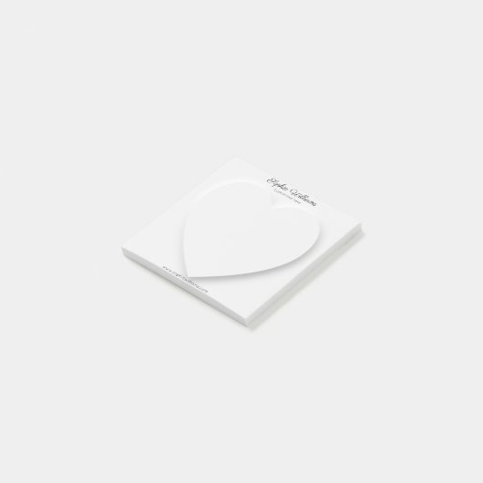 3D schaduw witte hart minimalist Post-it® Notes (Schuin)