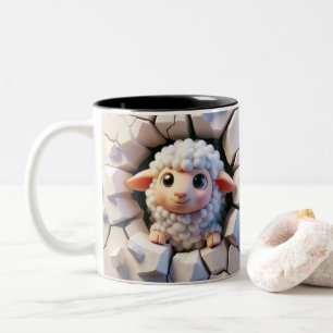 3D Schattige Baby Schaap Hot Cocoa Koffiedieren Tweekleurige Koffiemok