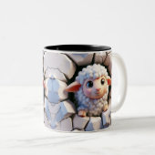 3D Schattige Baby Schaap Hot Cocoa Koffiedieren Tweekleurige Koffiemok (Voorkant rechts)