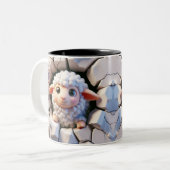 3D Schattige Baby Schaap Hot Cocoa Koffiedieren Tweekleurige Koffiemok (Voorkant links)