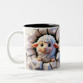 3D Schattige Baby Schaap Hot Cocoa Koffiedieren Tweekleurige Koffiemok (Links)