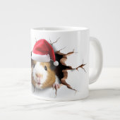 3D Schattige cavia met Santa Hat Grote Koffiekop (Voorkant rechts)