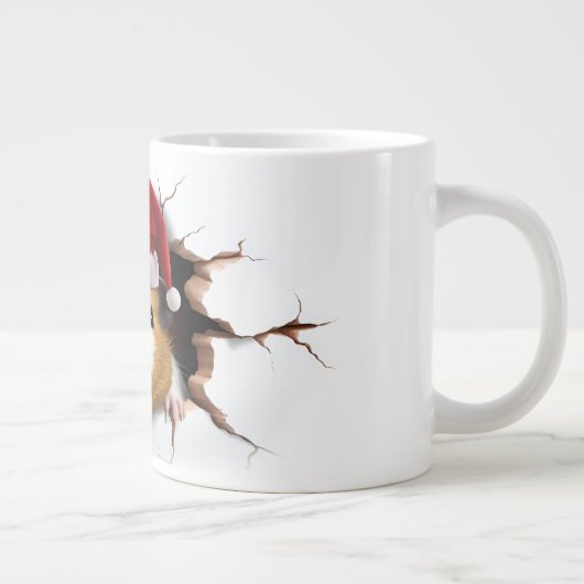3D Schattige cavia met Santa Hat Grote Koffiekop (Rechts)