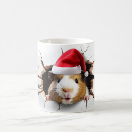 3D Schattige cavia met Santa Hat Koffiemok