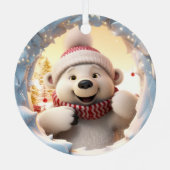 3D Schattige Feestelijk Winter Kerstmis Polar Beer Metalen Ornament (Achterkant)