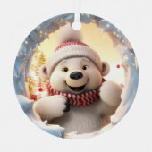 3D Schattige Feestelijk Winter Kerstmis Polar Beer Metalen Ornament (Voorkant)