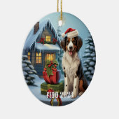 3D Schattige Hond in Santa Hat Kerst Keramisch Ornament (Rechts)