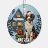 3D Schattige Hond in Santa Hat Kerst Keramisch Ornament (Links)