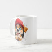 3D schattige hond mok wrap ontwerp (Voorkant links)