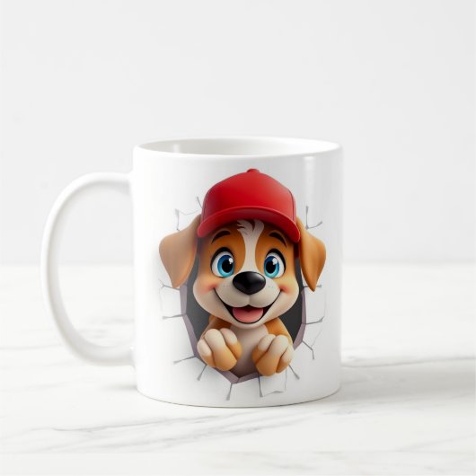 3D schattige hond mok wrap ontwerp (Links)