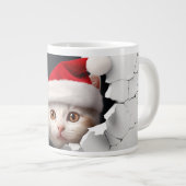 3D Schattige Kitten met Santa Hat Grote Koffiekop (Voorkant rechts)