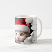 3D Schattige Kitten met Santa Hat Koffiemok (Voorkant rechts)