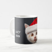 3D Schattige Kitten met Santa Hat Koffiemok (Voorkant links)
