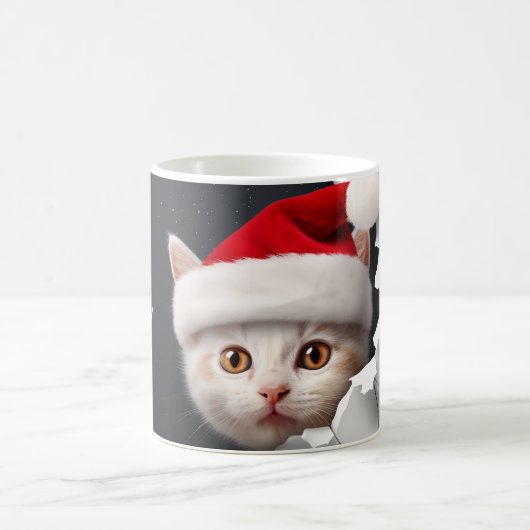 3D Schattige Kitten met Santa Hat Koffiemok (Center)