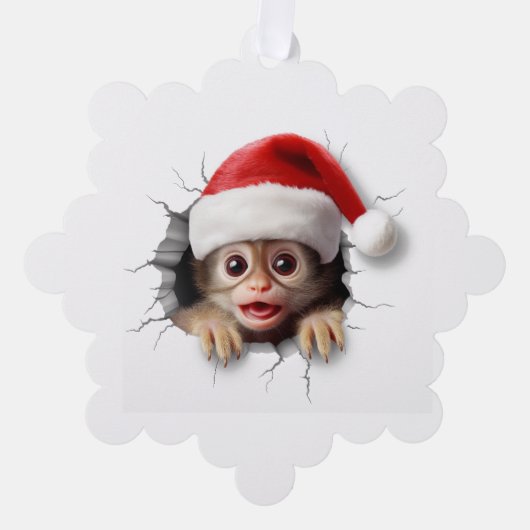 3D Schattige Monkey Ornament Kaart (Voorkant)