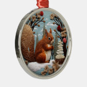 3D Schattige Woodland Eekhoorn Dierlijke Kerstmis Metalen Ornament (Rechts)