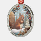 3D Schattige Woodland Eekhoorn Dierlijke Kerstmis Metalen Ornament (Links)