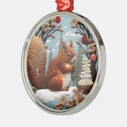 3D Schattige Woodland Eekhoorn Dierlijke Kerstmis Metalen Ornament (Links)