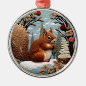 3D Schattige Woodland Eekhoorn Dierlijke Kerstmis Metalen Ornament (Voorkant)