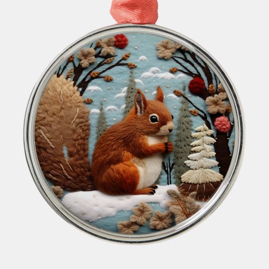 3D Schattige Woodland Eekhoorn Dierlijke Kerstmis Metalen Ornament (Voorkant)