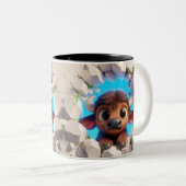 3D Schattigee Baby Buffalo Hot Cocoa Koffiedieren Tweekleurige Koffiemok (Voorkant rechts)