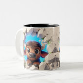 3D Schattigee Baby Buffalo Hot Cocoa Koffiedieren Tweekleurige Koffiemok (Voorkant links)