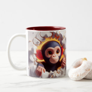 3D Schattigee Baby Chimpansee Hot Cocoa Koffiedier Tweekleurige Koffiemok