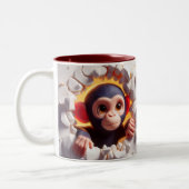 3D Schattigee Baby Chimpansee Hot Cocoa Koffiedier Tweekleurige Koffiemok (Links)