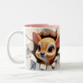 3D Schattigee Baby Deer Hot Cocoa Koffiedieren Tweekleurige Koffiemok (Links)