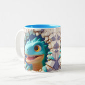 3D Schattigee Baby Dinosaurus Hot Cocoa Coffee Ani Tweekleurige Koffiemok (Voorkant links)