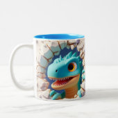 3D Schattigee Baby Dinosaurus Hot Cocoa Coffee Ani Tweekleurige Koffiemok (Links)