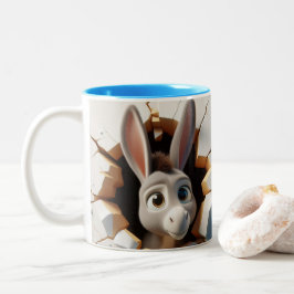 3D Schattigee Baby Donkey Hot Cocoa Coffee Animals Tweekleurige Koffiemok