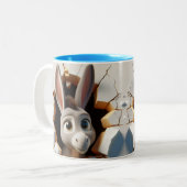3D Schattigee Baby Donkey Hot Cocoa Coffee Animals Tweekleurige Koffiemok (Voorkant links)