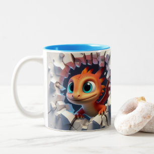 3D Schattigee Baby Dragon Hot Cocoa Koffiedieren M Tweekleurige Koffiemok