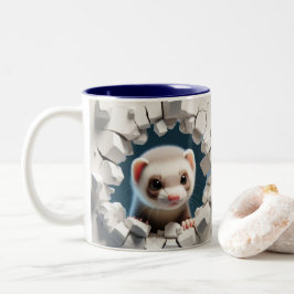 3D Schattigee Baby Ferret Hot Cocoa Koffiedieren Tweekleurige Koffiemok