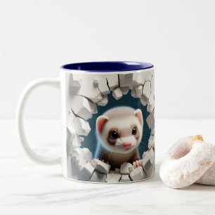 3D Schattigee Baby Ferret Hot Cocoa Koffiedieren Tweekleurige Koffiemok