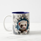 3D Schattigee Baby Ferret Hot Cocoa Koffiedieren Tweekleurige Koffiemok (Links)