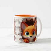 3D Schattigee Baby Fox Hot Cocoa Koffiedieren Tweekleurige Koffiemok (Voorkant rechts)
