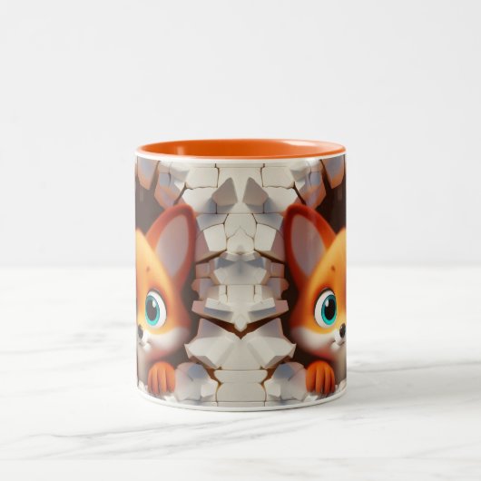 3D Schattigee Baby Fox Hot Cocoa Koffiedieren Tweekleurige Koffiemok (Center)