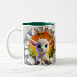 3D Schattigee Baby Geit Hot Cocoa Koffiedieren Tweekleurige Koffiemok