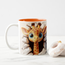 3D Schattigee Baby Giraffe Hot Cocoa Coffee Animal Tweekleurige Koffiemok