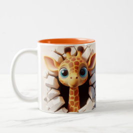 3D Schattigee Baby Giraffe Hot Cocoa Coffee Animal Tweekleurige Koffiemok