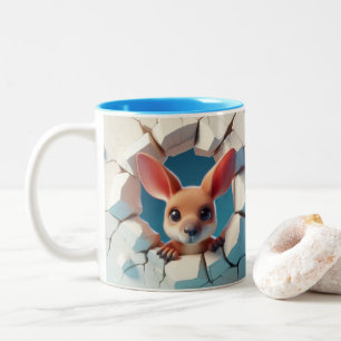 3D Schattigee Baby Kangaroo Hot Cocoa Koffiedieren Tweekleurige Koffiemok
