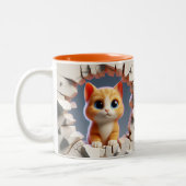 3D Schattigee Baby Kitten Hot Cocoa Koffiedieren Tweekleurige Koffiemok (Links)
