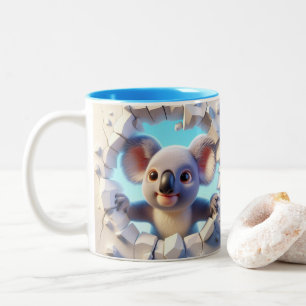 3D Schattigee Baby Koala Hot Cocoa Koffiedieren Tweekleurige Koffiemok