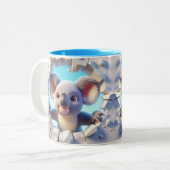 3D Schattigee Baby Koala Hot Cocoa Koffiedieren Tweekleurige Koffiemok (Voorkant links)